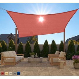GORILLA GRIP Heavy Duty Sun Shade, UV Protection Fade Tear and Rust Resistant Rectangle Sunshade Canopy, Curved Edges Blocks Sunlight, Breathable Sail, Outdoor Patio, Lawn Garden, 8x10 FT Terra
