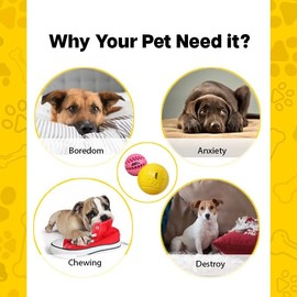 ASL Pet Puzzle Toy 1 Pack (2 Balls), Treat Dispensing & Chew Toys for Dogs, Red: 1.86 cm, 153g, Green: 1.8 cm, 82g. Ideal for Dental Care, Slow Feeding, Mental Stimulation & Play. (Yellow & Pink)