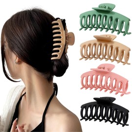 Flomiara Große Haarklammern, extra große Klauenklammern für dickes, dünnes Haar, für Damen und Mädchen, Knochen, rutschfest, starker Halt, französisch, matt, langes Haar-Accessoire, Styling, leicht