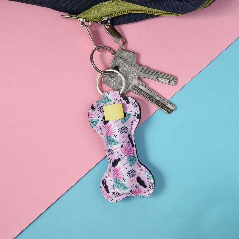 Beautyflier Neoprene Lipstick Keychain Holder (Flower Pattern)
