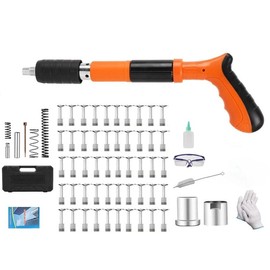 Woodworking and Decoration Integrated Air Nailer, Concrete Nail Gun Kit with 50PCS Nails, Adjustable Manual Steel Nail Gun, Manual Wall Fastening Tool manual mini home decor home furnishing - Color: Orange+50 Nails