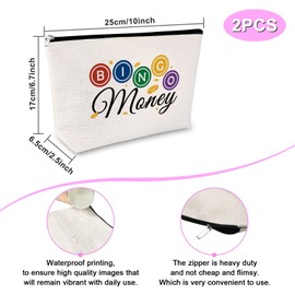 2 Pcs Bingo Lover Gifts Makeup Bag Casino Lovers Gift Bingo Game Gift Gambling Gift for Women Bingo Player Game Gift Cosmetic Bag Birthday Gift for Friends Christmas Gift for Her Cosmetic Travel Pouch