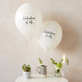 Angel & Dove 25 White Funeral Balloons 'Celebration of Life' - for Memorial, Remembrance