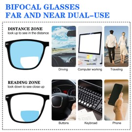 OCCI CHIARI Bifocal Blue Light Blocking Glasses 1.0 for Men Large Black Computer Readers 1.00 1.25 1.50 1.75 2.00 2.25 2.50 2.75 3.00 3.50