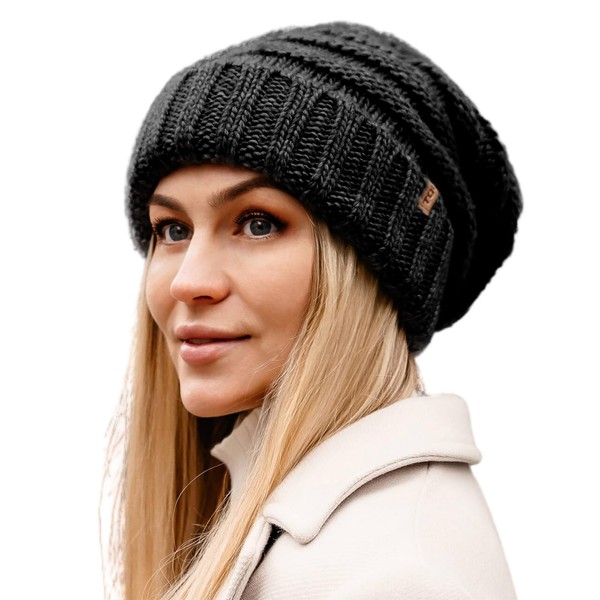 TOP-EX M/L/XL 100% Wool Slouchy Beanie for Women UK Winter