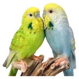 Figuren Shop GmbH Lifelike Garden Figurine Budgie Pair 17.5 cm - HotAnt Birds Realistic Decoration