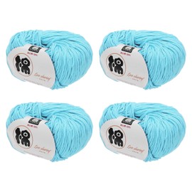 Rebower Cotton Yarn,100% Cotton Soft Knitting Yarn [for Hand DIY Bag Cushion Crocheting Knitting Projects Home Decor], -4 Skeins/4×218yards/4×4.54oz/Light Lake Blue