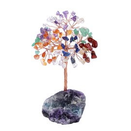 JSDDE 7 Chakra Crystal Tree Healing Crystals Gemstones Feng Shui Tree Natural Tumbled Stones Money Life Tree Figurines