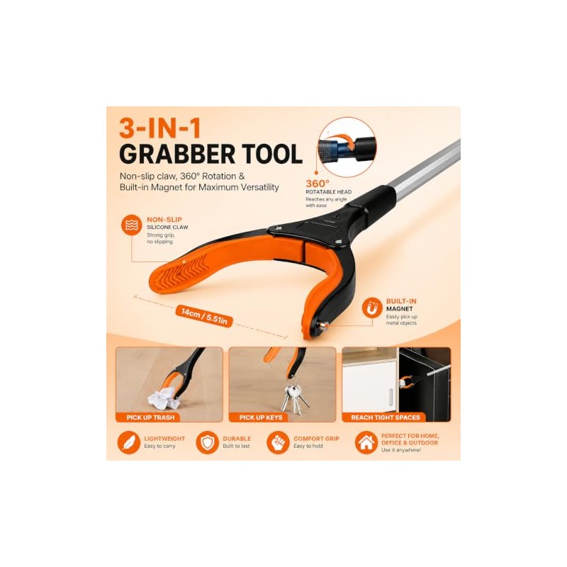 Litter Picker Heavy Duty Grabber Stick 32 Inch (32 Inches,