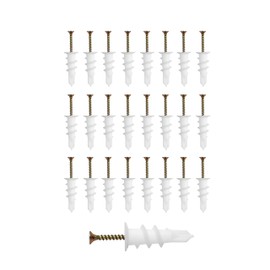 Wall Anchors and Screws for Drywall - Drywall Anchors and Screws Kit 25 Pcs - Wall Anchor & Screws for Hanging and Mounting - Plastic Anchors for Shelves, No Pre Drill Hole Required