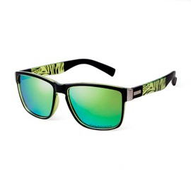 ADEWU Polarised Sunglasses Men Women Rectangular Outdoor Sports Glasses Classic Style UV400, Green mirrored