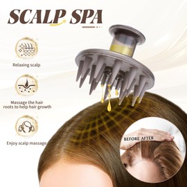 Hair Oil Applicator for Scalp Massager Brush, Dry Scalp Brush Oil Dispenser for Hair Growth Scalp Treatment Essential Oils Liquids (Grey)