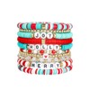 Pingyongchang Cute Xmas Christmas Holiday Bracelets Set Stackable Heishi Surfer