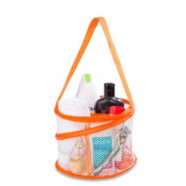Foldable Shower Caddy - Collapsible, Portable, Drainage Hole, Carry Handle, Large Compartments. Great Organizer for Camp, Travel, Gym, and Dorm. (Orange)