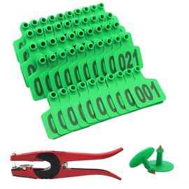 Ear Tag for Cattle 001-100 Animal Ear Tagger with Pliers Livestock Identify Kits for Cow(Green)
