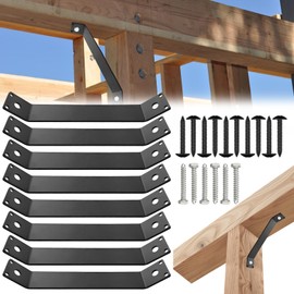 45 Degree Angle Inside Mount Brackets 11-1/8"x1-1/2,Heavy Duty Steel Connector Brackets for Indoor & Outdoor Wood Beam Support,DIY Slant Knee Braces Joint for Pergola,Porch,Log Cabin(8Pack)