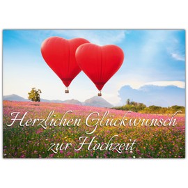 A4 XXL Wedding Card Heart Balloons with Envelope – Elegant Folding Greeting Card with Romantic Motif for Wedding – Maxi Card by BREITENWERK