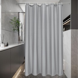 EurCross Shower Curtain 120 x 200 cm for the Bath, Grey Narrow Textile Fabric Bathroom Curtain, Small Anti-Mould, Waterproof, Washable Shower Curtain with 8 Rings
