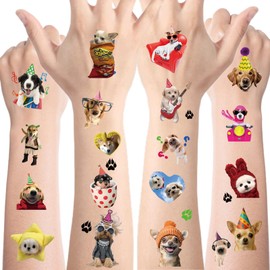 216PCS Dog Temporary Tattoos, Cute Pet Tattoo Stickers Birthday Party Decorations Supplies Party Favors, School Rewards Gifts Ideas for Boys Girls