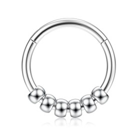 BodyBonita Septum Piercing 16G - 316L Stainless Steel Nose Piercing Nose Ring Hoop for Women Men Helix Conch Piercings Tragus Daith Cartilage Piercing 8mm 10mm, Stainless Steel