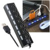 7-Port USB 2.0 Hub High Speed ON/Off Sharing Switch for