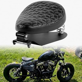 DREAMIZER Motorcycle Solo Driver Seat Thickened with Mounting Kit for Seat Base, Universal Custom Seats for Chopper Bobber, Compatible with Harley Triumph Honda Yamaha Kawasaki Suzuki Cafe Racer