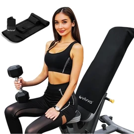 Vivva 2PC Set Microfibre Hooded Gym Towel with Zip Pocket, Quick Dry Super Absorbent Sweat Towel for Exercise Bench Training Workout, Lightweight Carry Bag for Sports, Beach, Travel, Camping (Black)