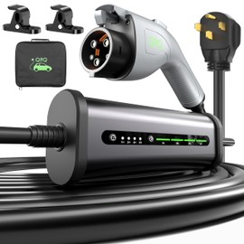 QPQ Level 2 EV Charger 32A 240V NEMA 14-50P, Portable Electric Vehicle Charging Stations with Adjustable Current/Timing Delay, 21FT Level 2 Charger with EV Charger Box Holders for J1772 Evs