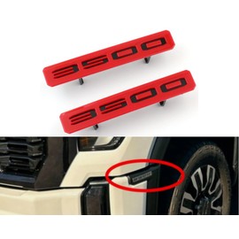 2PC Front Bumper Fascia Fender 3500 Emblems Compatible with 2024+ Sierra 3500HD (Red Black)