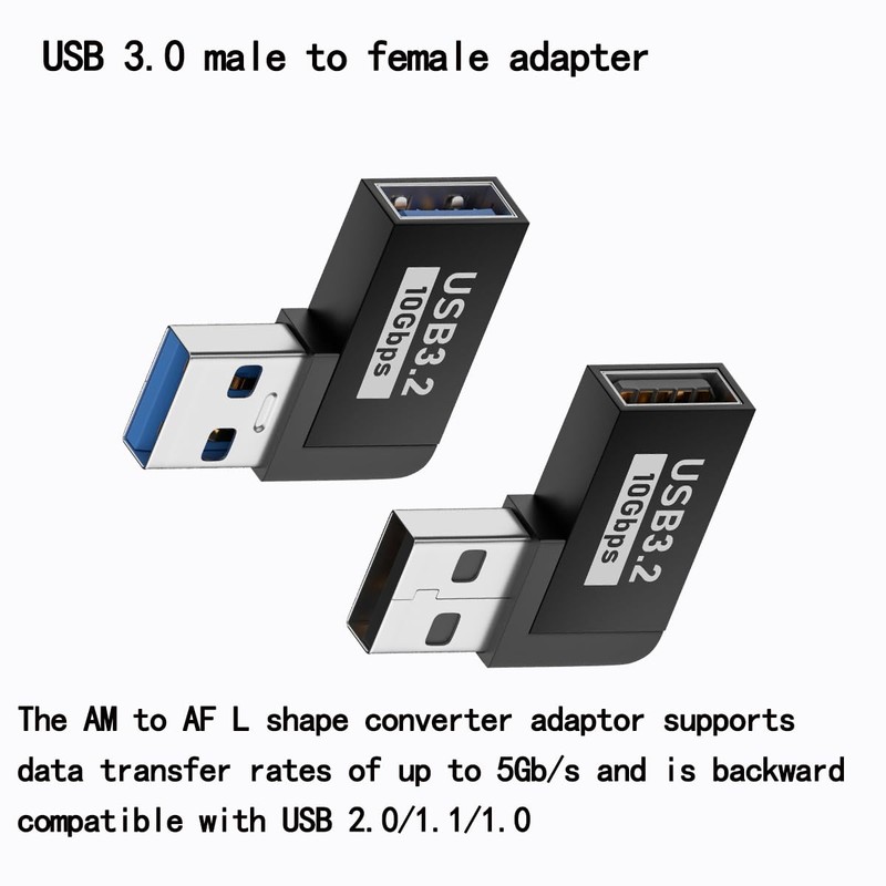 rgzhihuifz 2 Pack USB 3.0 Adapter 90 Degree Male to