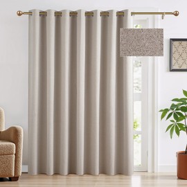 RYB HOME 144 inch Long Blackout Room Divider Curtain, Extra Wide Privacy Sliding Door Curtains for Patio/Bedroom/Living Room/Dining, 1 Panel, W100xL144, Linen