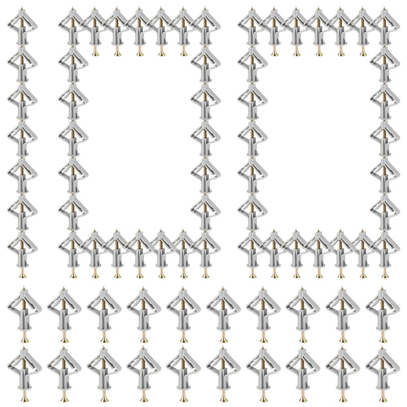 100Pcs Expanded Plasterboard Anchor Metal Drywall Anchor Kit High Strength