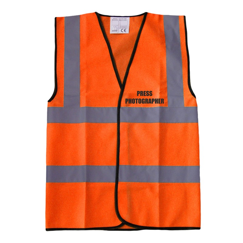 Orange Hi Vis vest PRESS PHOTOGRAPHER Vest Waistcoat Safety Vest