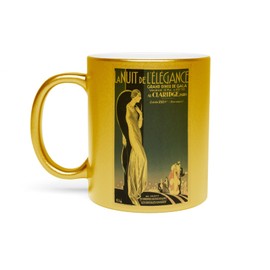 Fabulous Goldene Tasse aus verchromter Keramik - La Nuit de l'Elegance Art Deco Vintage Vintage Poster - 325 ml