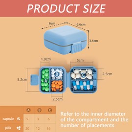 2Pcs Convenient Pill Box Dispenser Small Pill Case with 5 Compartments Waterproof Portable Pill Box Moisture Proof Small Medication Organizer for Travel Outdoor