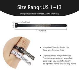 LISASRING Smart Ring Sizer Measuring Set Reusable Finger Size Gauge Measure Tool Jewelry Sizing Tools 1-17 USA Rings Size Smart Ring