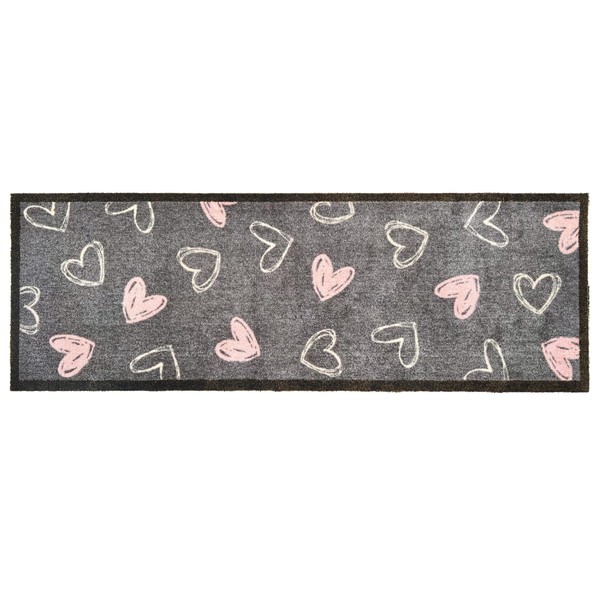 My Mat Welcome Hearts Runner, Nylon Indoor Pattern Washable Doormat