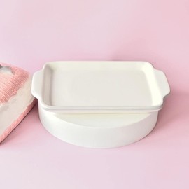 Gaolinci Cute Sweater Bow Butter Dish, Pink Ceramic Dessert Dish with Lid