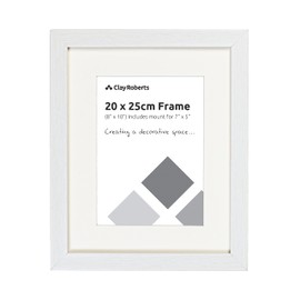 Clay Roberts Photo Picture Frame 8x10, White, Freestanding and Wall Mountable, 20x25 cm, 10x8 Picture Frames