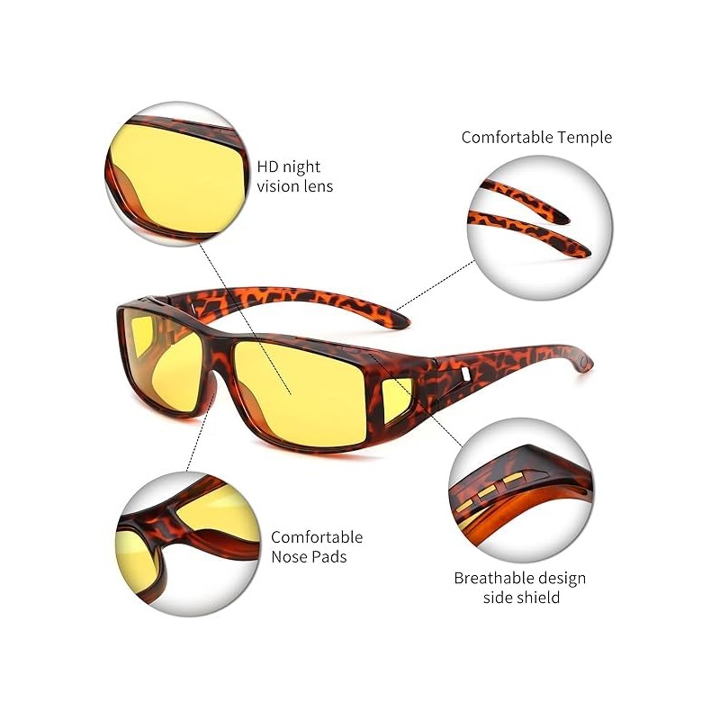 Feisedy メガネの上から掛けられる オーバーサングラス TAC 偏光 UV400 紫外線カット 夜間運転用 ナイトサングラス 大きいサイズ