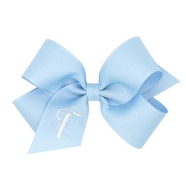 Wee Ones Girls' Initial It Monogram Hair Bows on a WeeStay No Slip Hair Clip, For All Ages and Hair Types, Blue Bow, Medium Size, Letter F