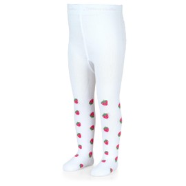 Sterntaler Strawberry Tights - Children's Tights with Pattern - Tights Girls with Elastic Waistband for Comfortable Hold - Comfortable Tights Versatile to Combine, White