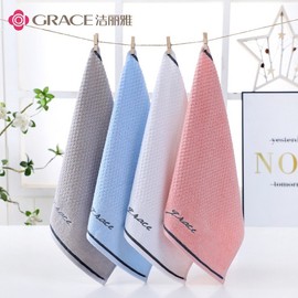 Jieliya Pure Cotton Thin Small Square Face Towel - Highly Absorbent Household Use 34*34cm/Blue 15ea