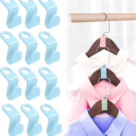 Clothes Hanger Connector Hooks, Space Saving Hangers for Closet Organizers, Storage Hangers Hooks, Hanger Clips Plastic Hangers for College Dorm,Wardrobe (100, Light Blue)