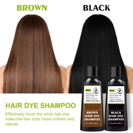 Natural Hair Dye Shampoo Hair Dye Shampoo Semi-Permanent Colour Hair Dye Shampoo Botanical Bubble Hair Dye Shampoo, Easy to Use, Natural Ingredients (Brown, 2 Pieces)