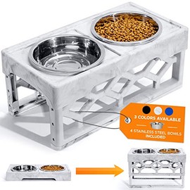 AVERYDAY 4 in 1 Raised Dog Bowl for Large Dogs Bowl Large Sized Dog, 4 Heights Adjustable Dog Bowl Stand, 4 Dog Food Bowls Stainless Steel Dog Bowl, Elevated Dog Bowls for Large Dogs Elevated