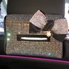 Rhinestones Car Tissue Holder Fashion Clip On Universal Backseat Tissue