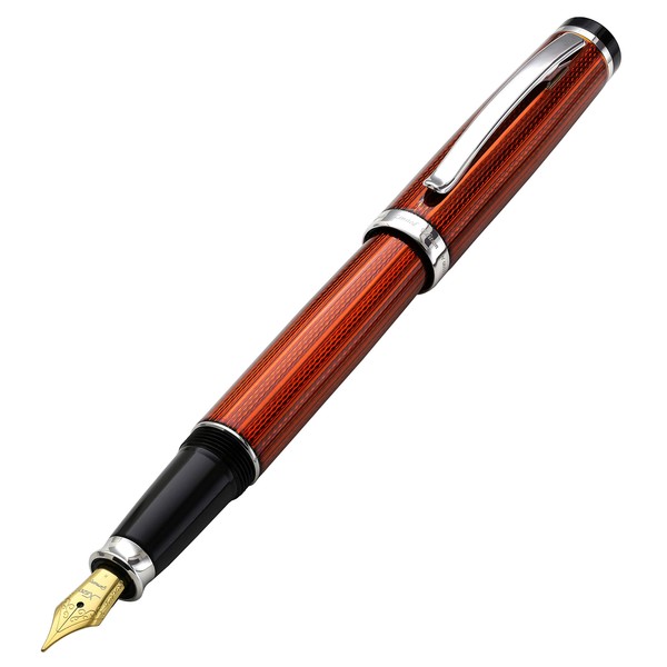 Xezo Incognito Fountain Pen, Medium Nib. Sunstone Orange Layered Lacquer
