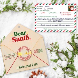 Jabihome Letters To Santa Ornament 2024, Letter Ornaments For Christmas Tree for Kids, Wooden Red Letter Decorations, Custom Wood Writing Noel