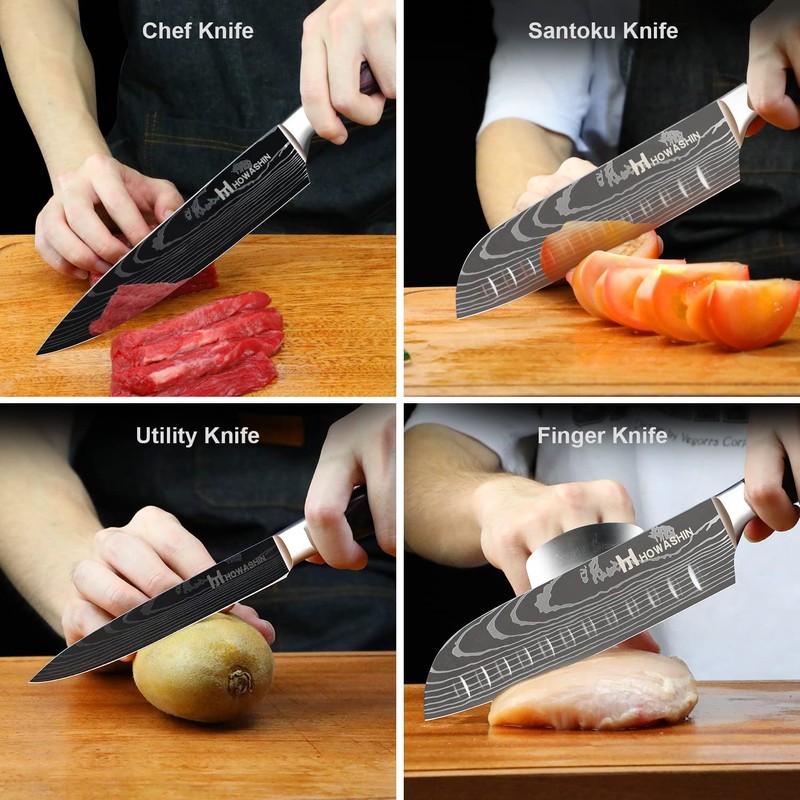 Howashin 3Pcs Knife Set Professional Kitchen Knife Set Stainless Steel